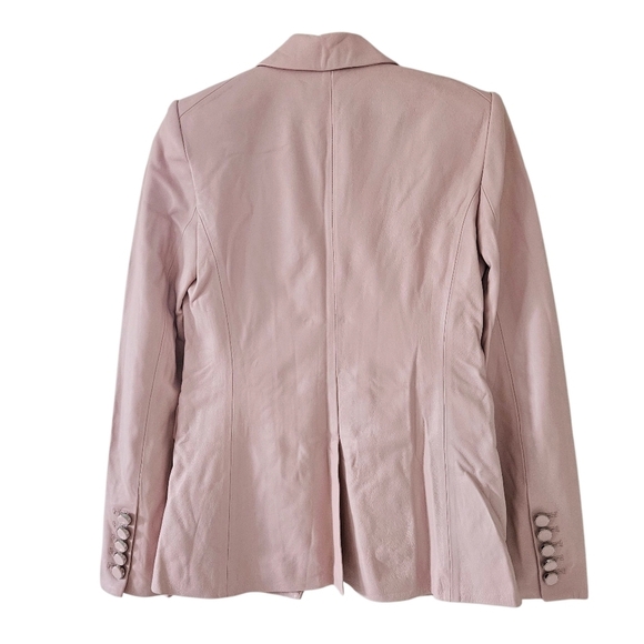 Veronica Beard Pink 100% Lambskin Leather Miller Blazer in Pink Clay - Picture 3 of 11